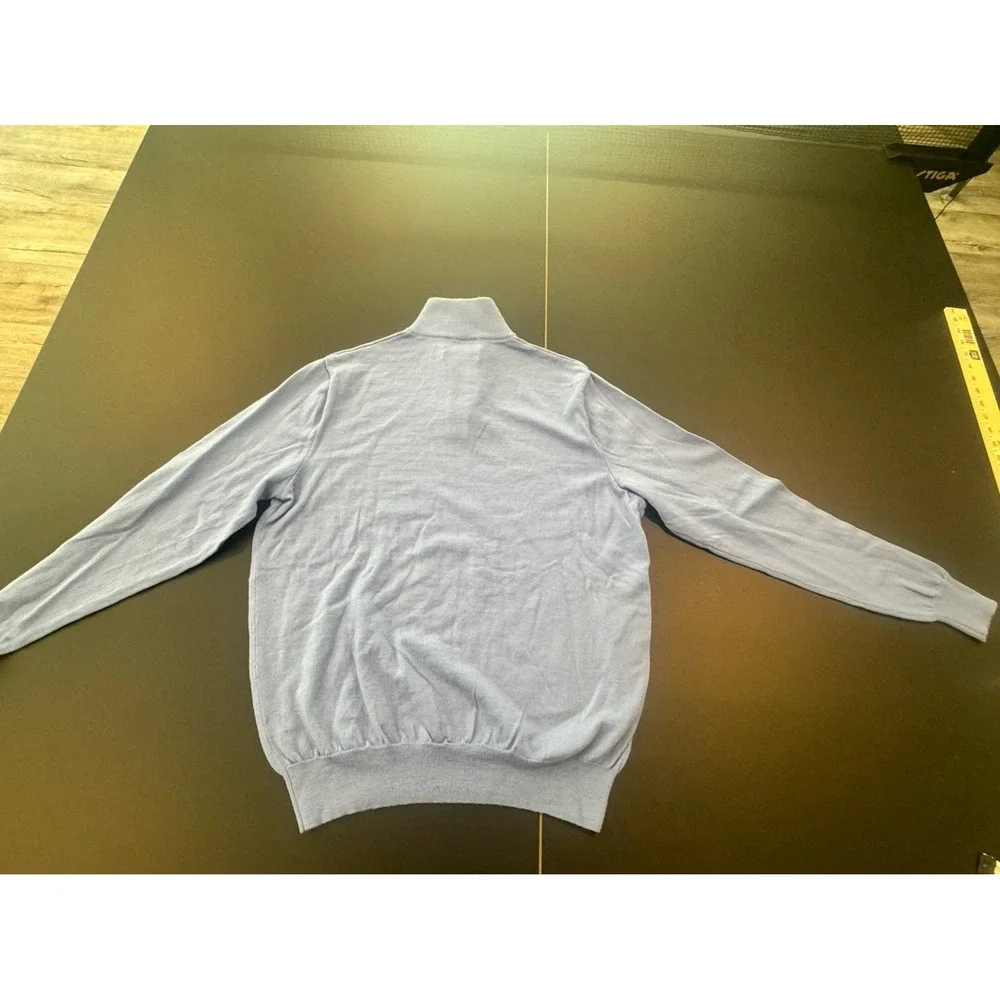 Polo Ralph Lauren Men's Blue Quarter Zip Pullover sweater 100%‎ wool Golf SIze M